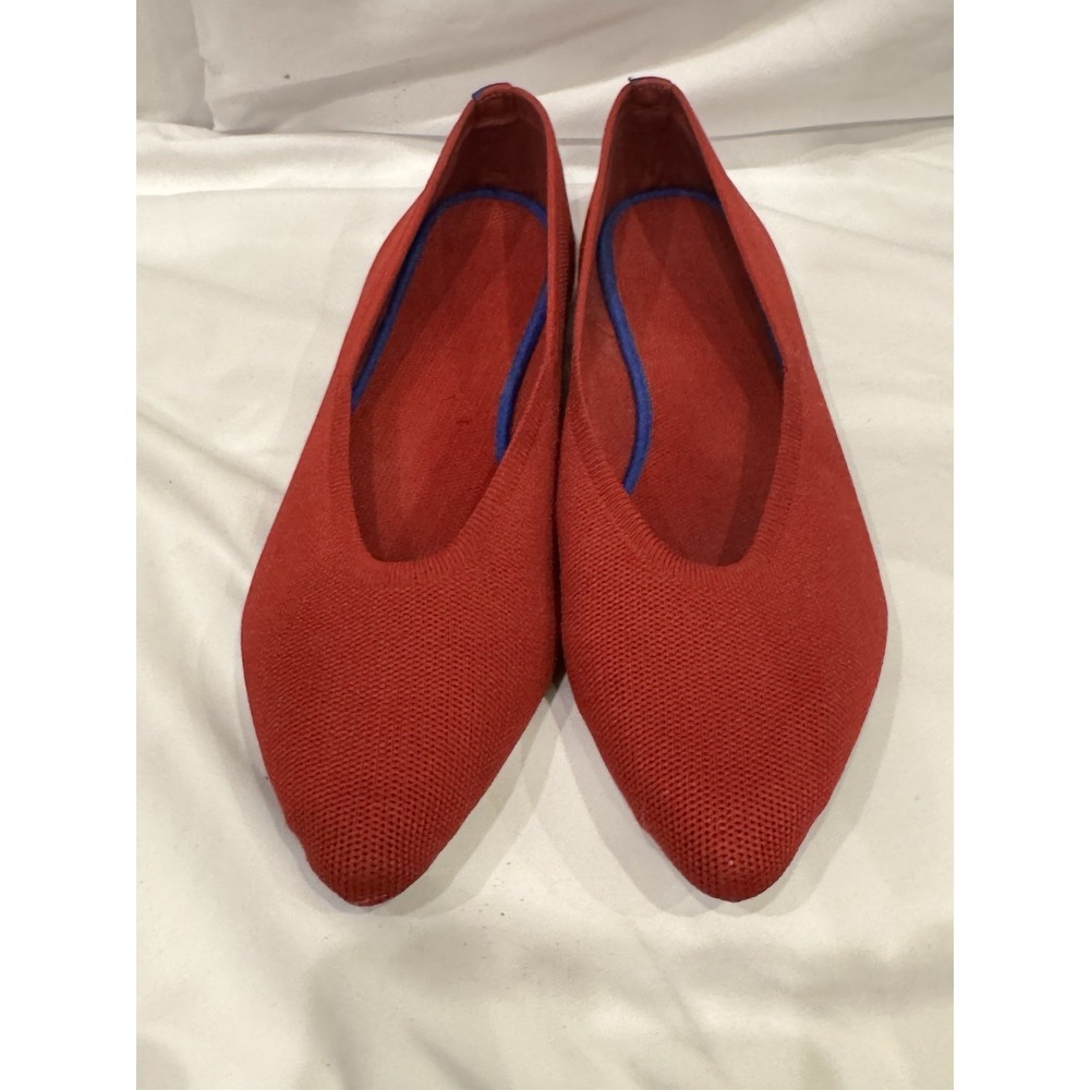 Women's Red Knit Pointed Toe Flats Size 10.5 Comfort Slip On Shoes